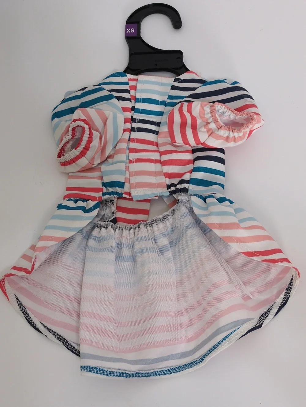 NWT Youly XS Striped Dog Dress Front Bow Recycled Fabric Pet Apparel 3958089